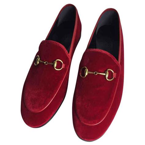 gucci jordaan red velvet|Shop Gucci Jordaan Leather Loafers .